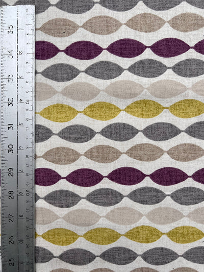 Cotton Geometric Print Fabric  | Waterproof and Fire Retardant Fabric for Curtain Upholstery Furnishing Craft Sewing Clothing Quilting | 145cm Width