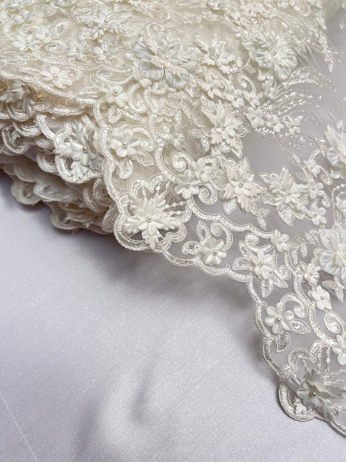 Handmade Bridal Embroidered Beaded Lace Fabric